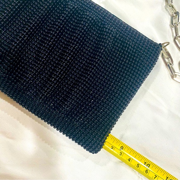 Vintage Black Beaded Evening Bag Silver Chain Zip Closure La Regale EUC - Picture 7 of 11